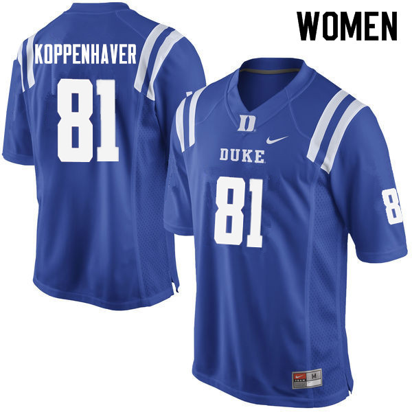 Women #81 Davis Koppenhaver Duke Blue Devils College Football Jerseys Sale-Blue